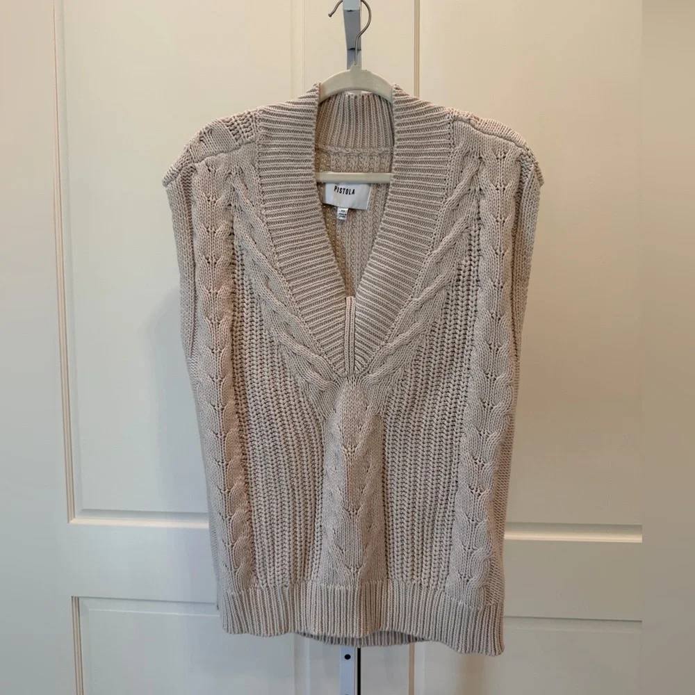 Pistola Revolve Kiran oversized sweater vest in ecru color. Size XS - Picture 5 of 8